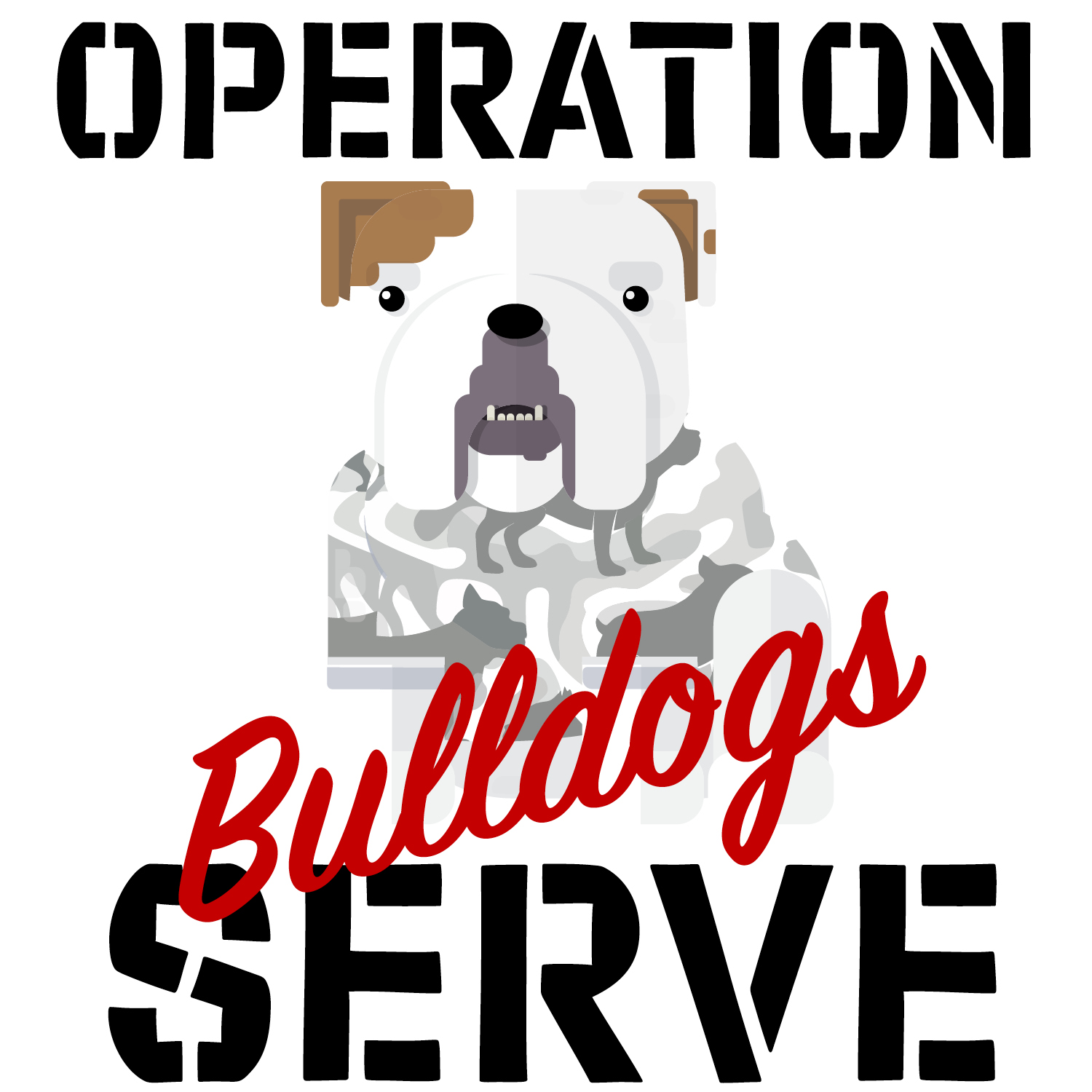 斗牛犬服务行动 animated bulldog in military camo shirt