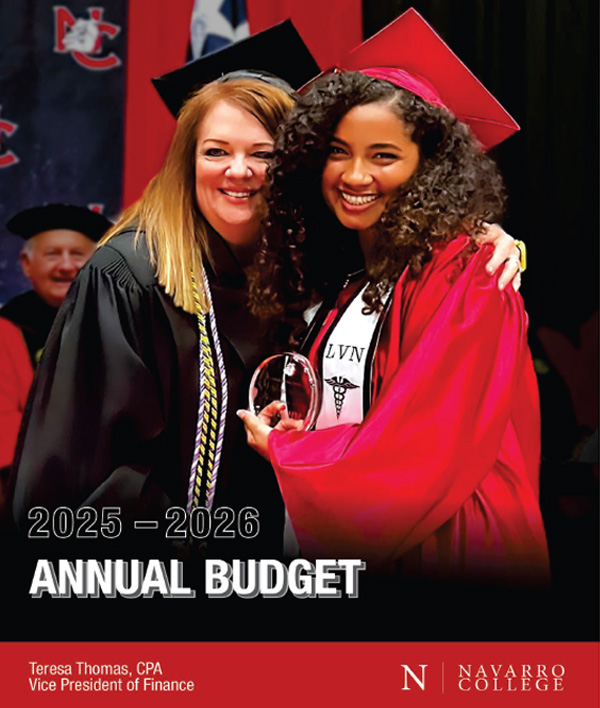 年度预算 Fiscal Year 2025-2026 Nursing instructor posing with her student graduate. Text cover "2025-2026 年度预算"