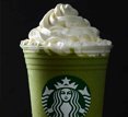 "抹茶绿茶 Frap" with whipped cream and drizzle inside a clear Starbucks plastic cup.