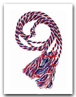 Military Cord Military Cord in red, white, and blue and matching tassels at both ends.