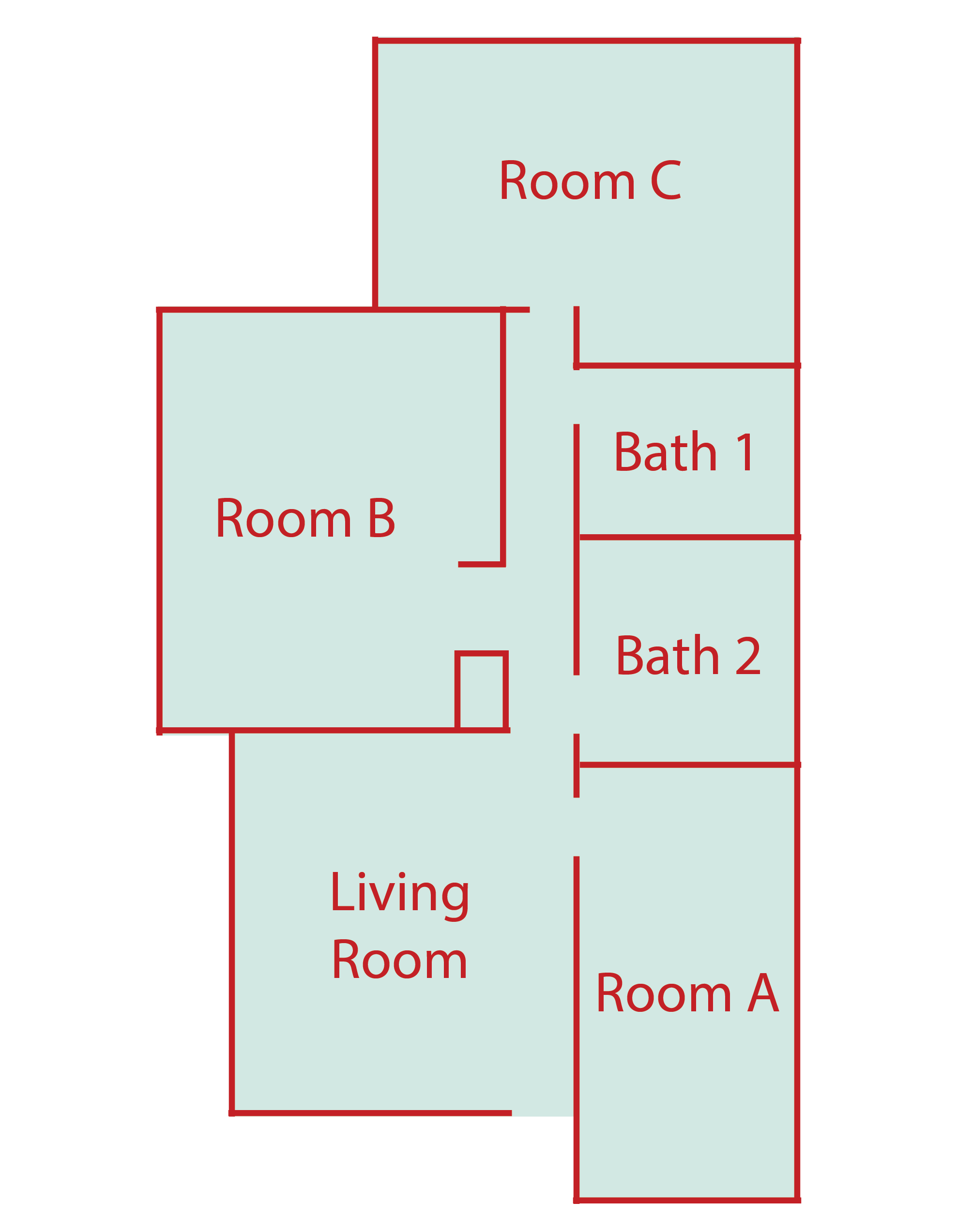Apartment Style 2 Apartment Style 2 layout - floor plan showing layout with private bath and shared living space
