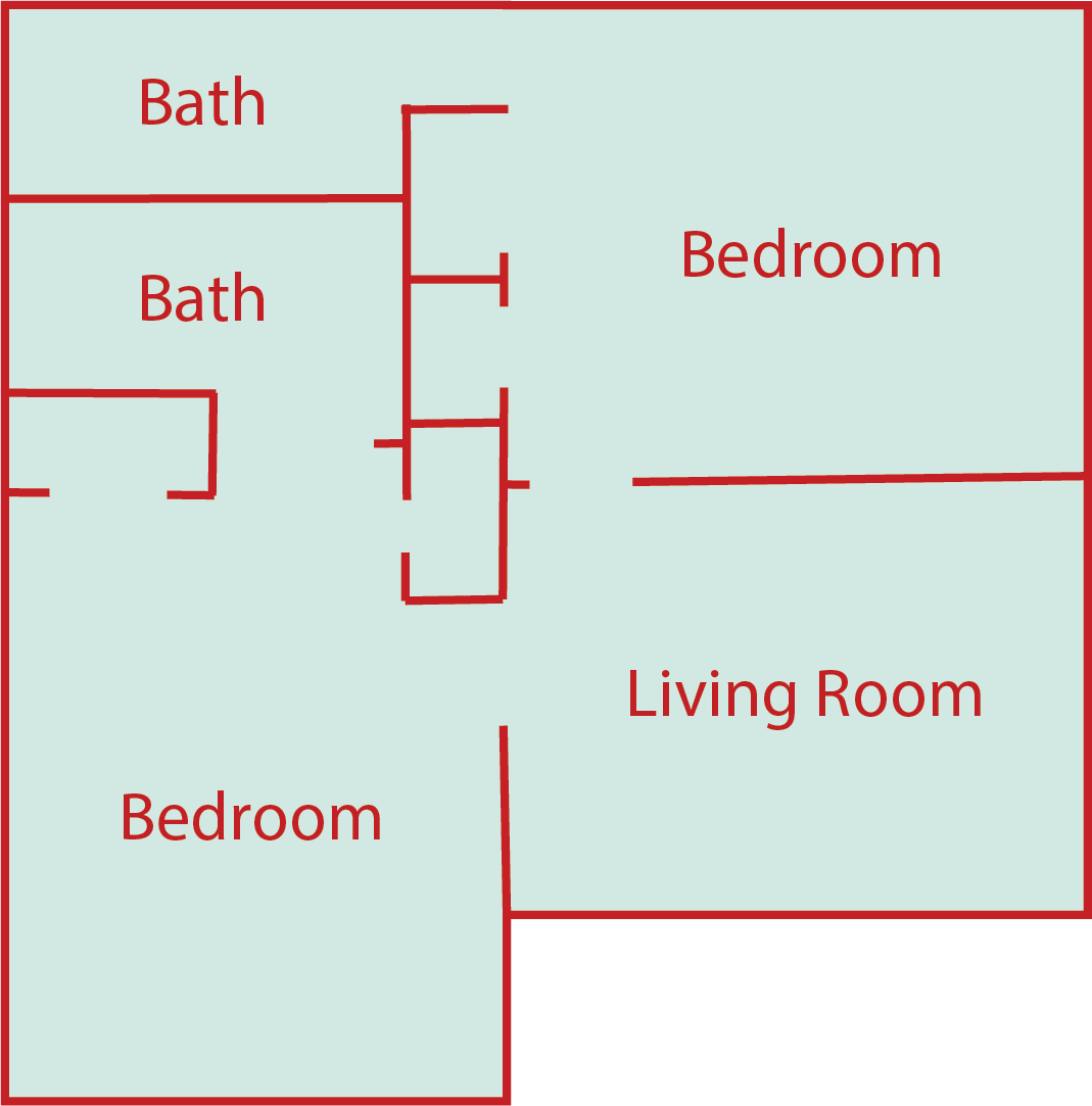 Apartment Style 1 Apartment Style 1 - floor plan showing layout with living area and bedrooms