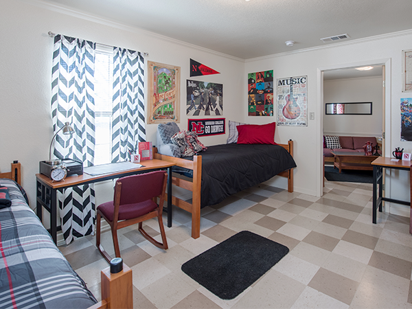 dorm Full-room view showing layout and furnishings