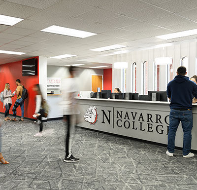 支持服务 Students waiting in line at the office counter
